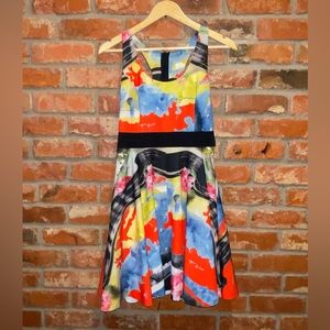 Milly of New York Fit and Flair Mini Dress, Abstract Print